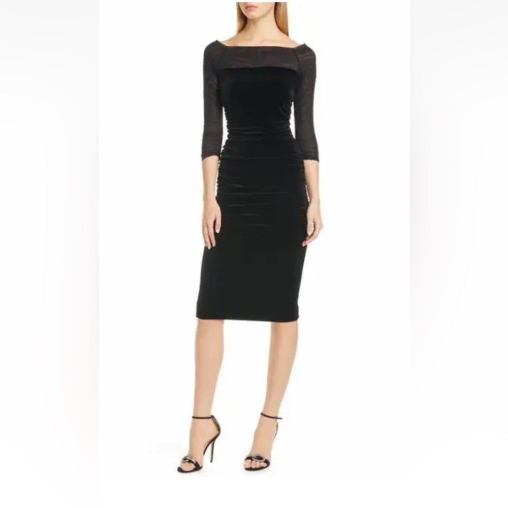 NWT CHIARA BONI LA PETITE ROBE LORIS ILLUSIONS VELVET COCKTAIL DRESS 40 / US 4